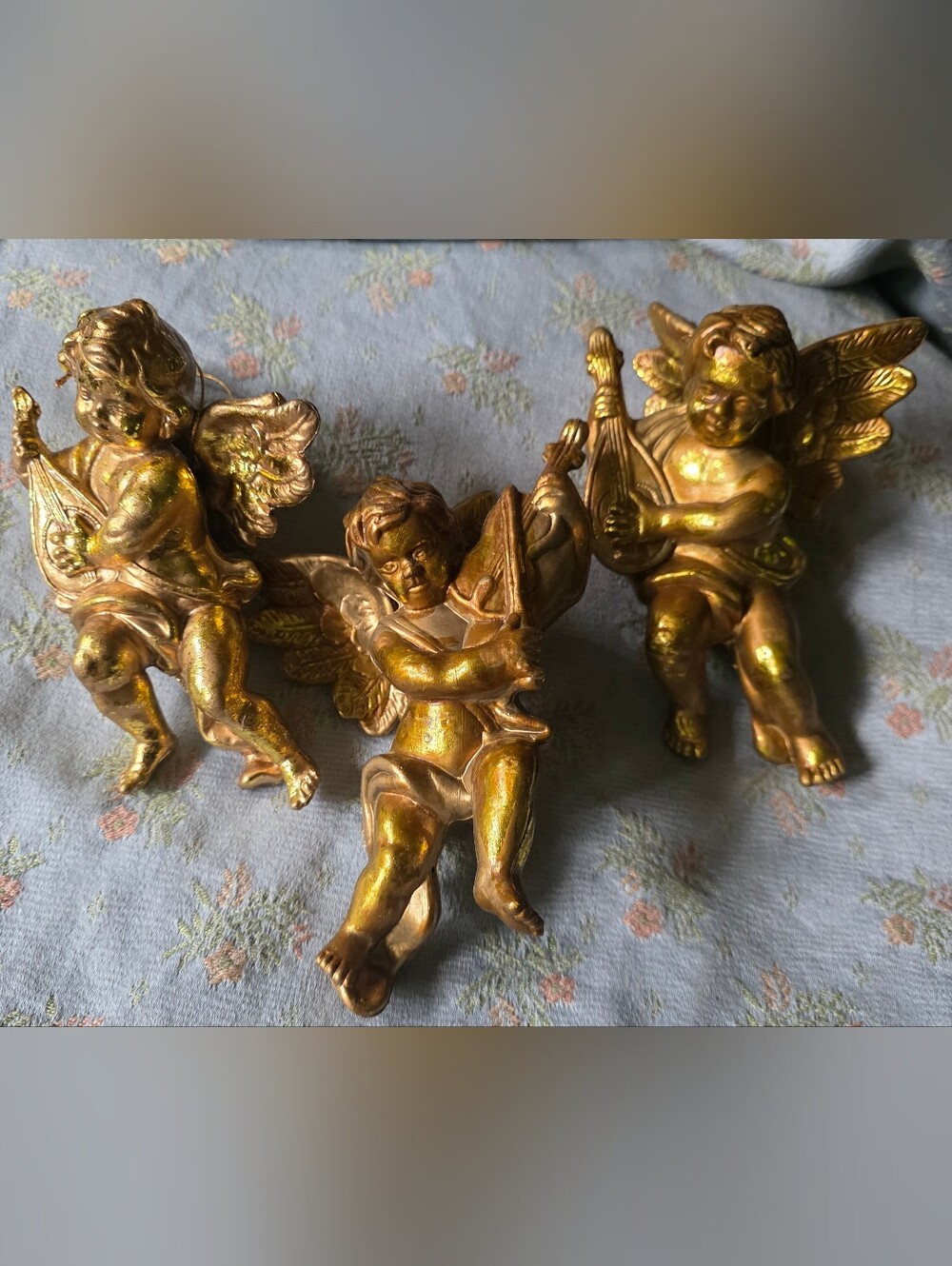 3 Pc Gold Cherub Ornament Lot